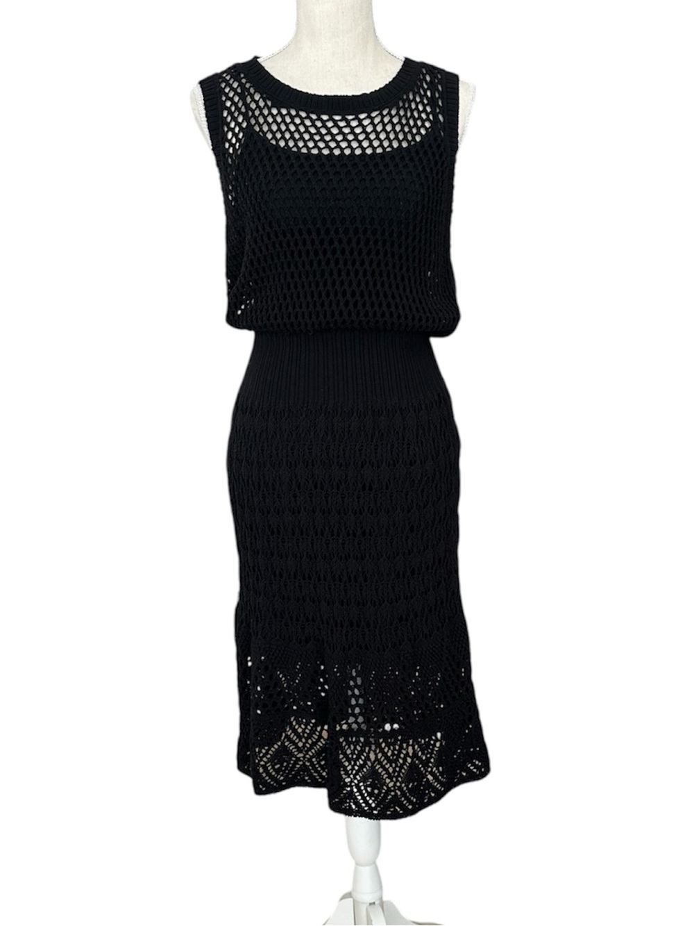 Anthropologie Crochet Midi Dress Knitted & Knotted Sleeveless Women’s Size Small
